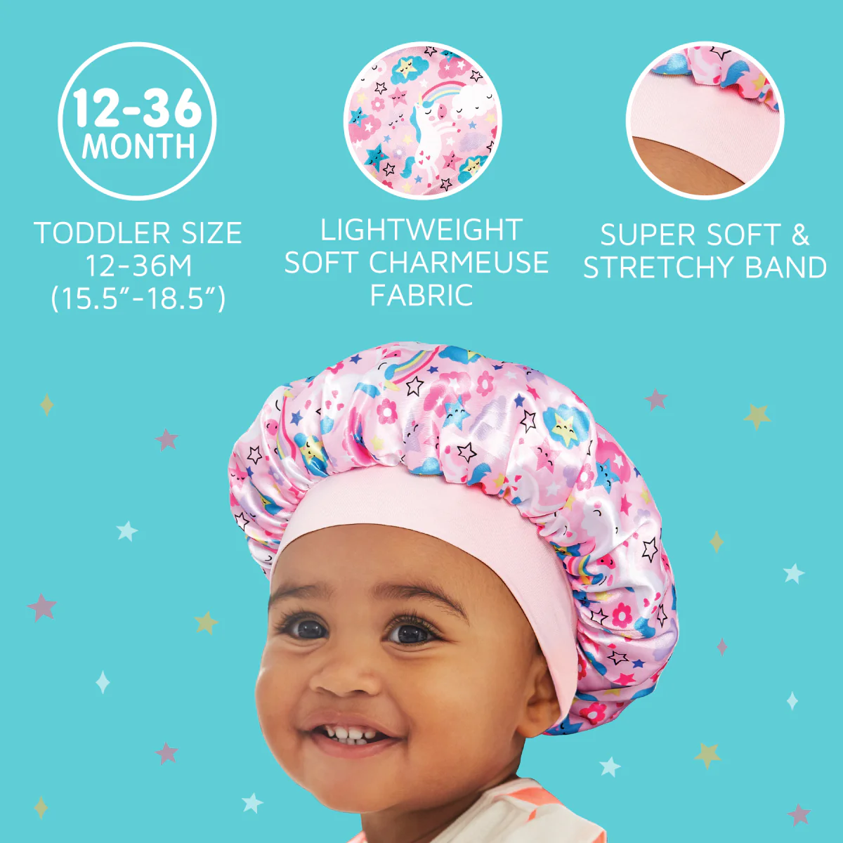 KISS Colors & Care Baby Satin Premium Bonnet, 0-12 Months - Pink Leopard - Image 4