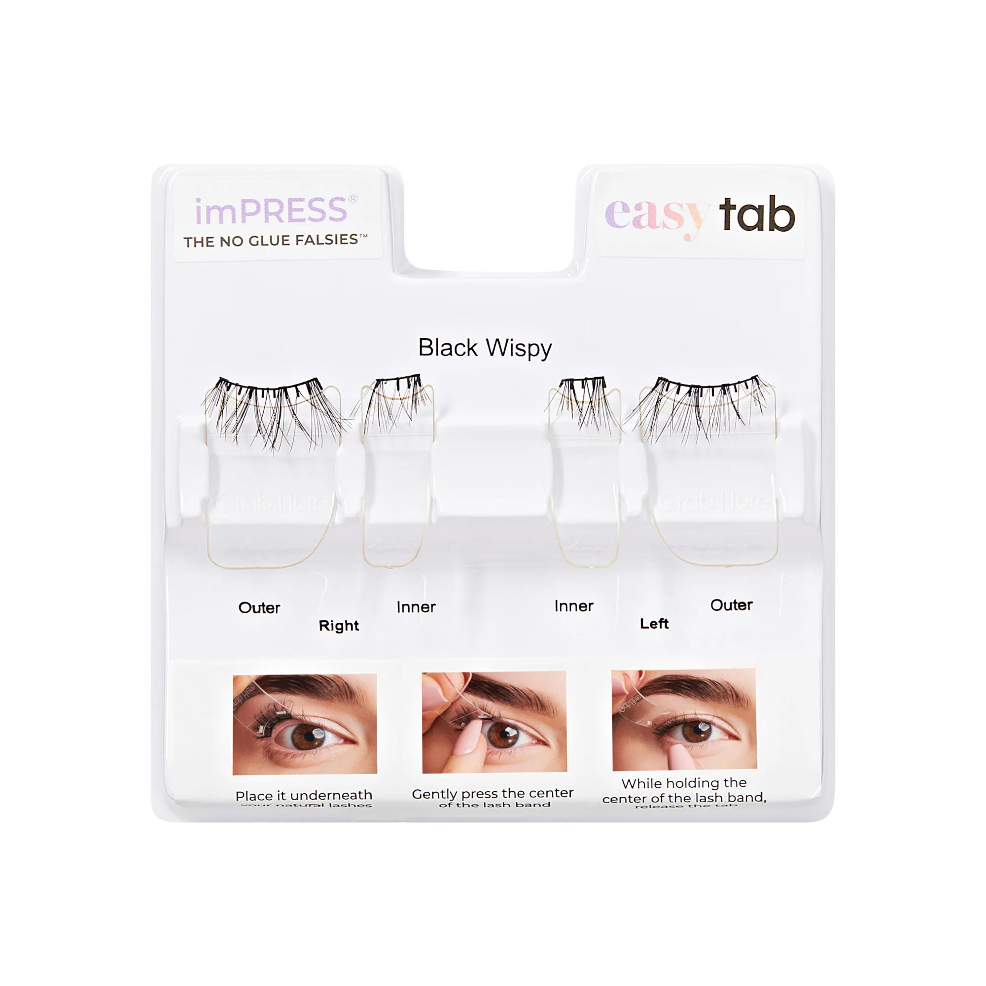 imPRESS Falsies easy tab Self Adhesive Eyelashes– Black Wispy - Image 6