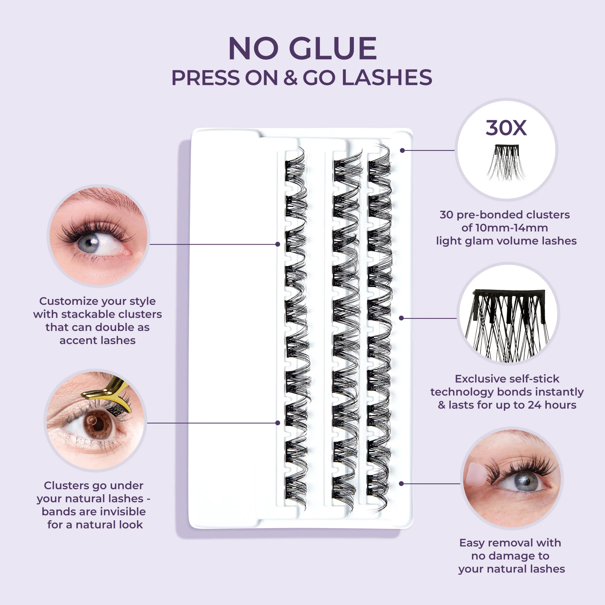 imPRESS Falsies Self Adhesive Eyelashes Refills 30 Clusters - Curly - Image 11