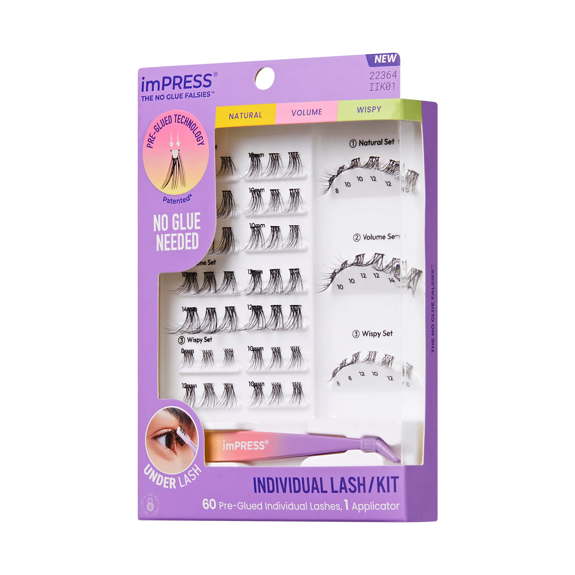 imPRESS Pre-Glued Individual Lashes Kit - 60 Lash Clusters