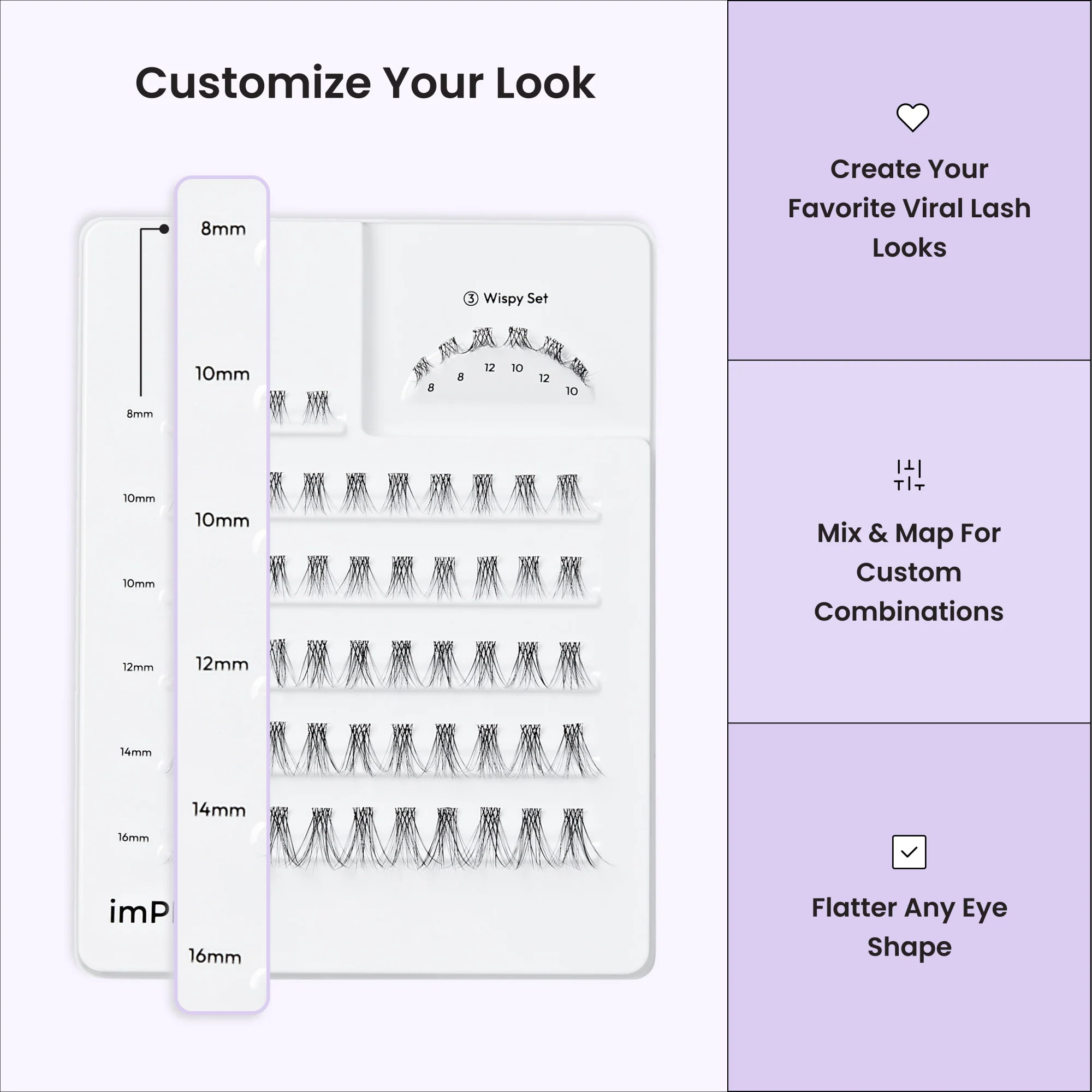 imPRESS Pre-Glued Individual Lashes Multipack, Classic Wispy, 60 Lash Clusters - Image 10