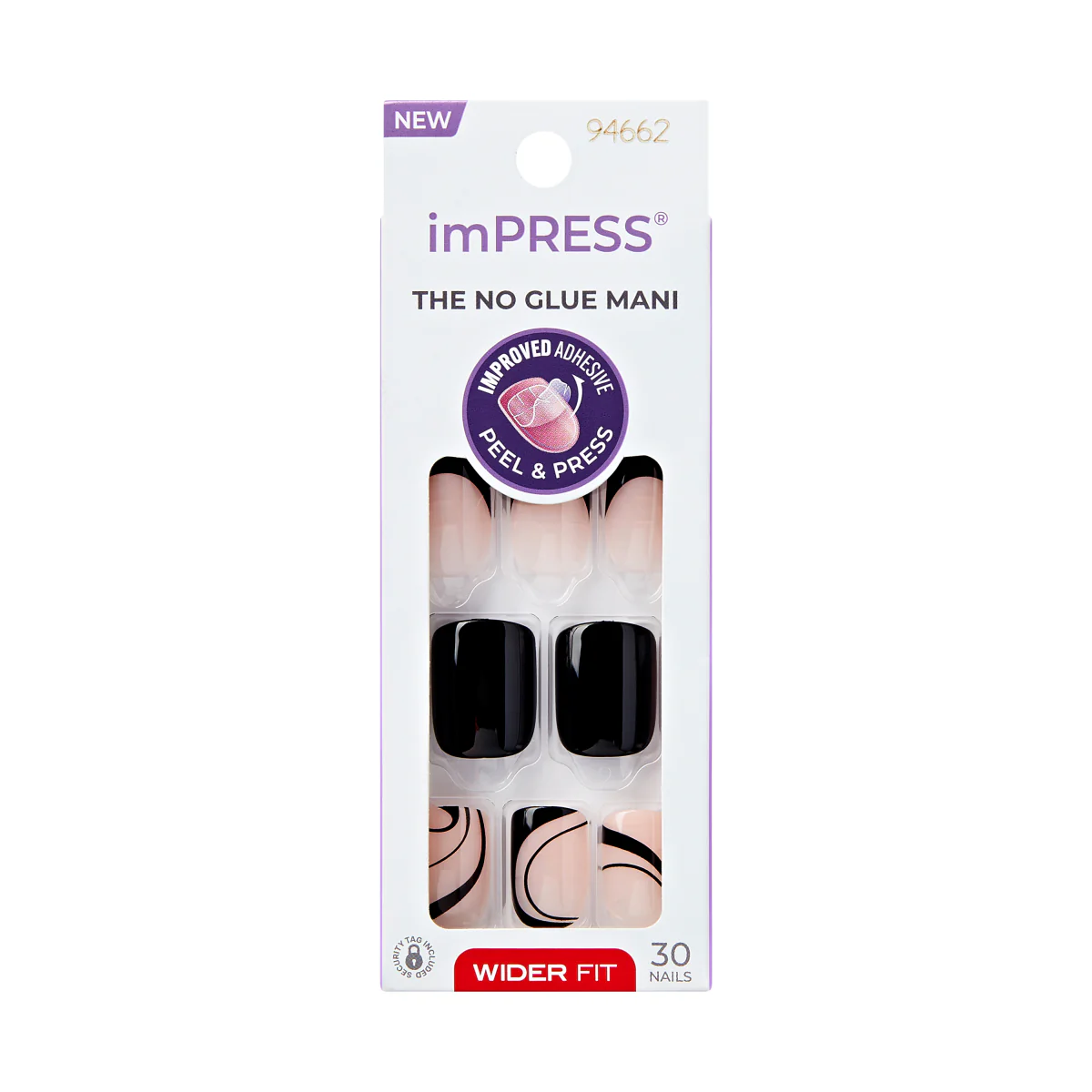 imPRESS Press On Manicure - Wide Fit - Black Dress - Image 5