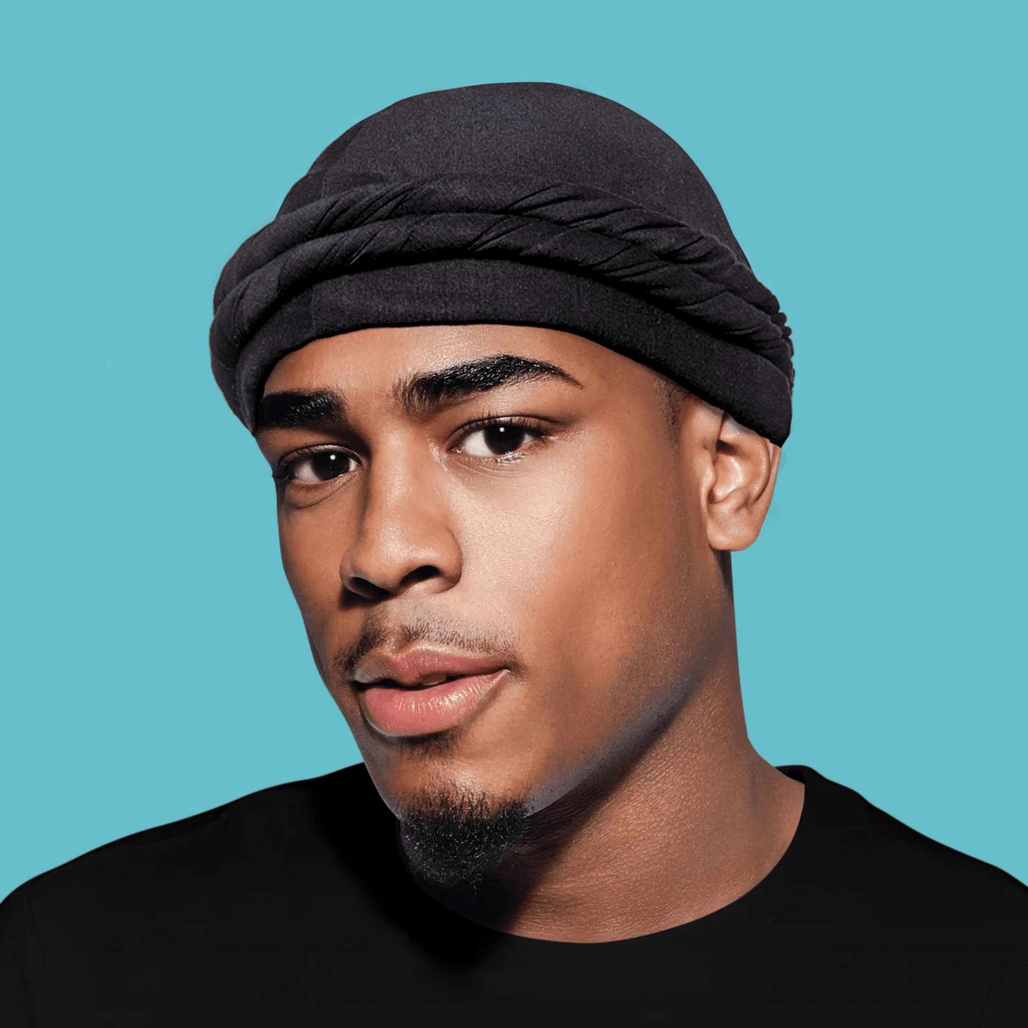 KISS Colors & Care Premium Satin-Lined Halo Turban & 2 Wave Cap, Black - Image 4