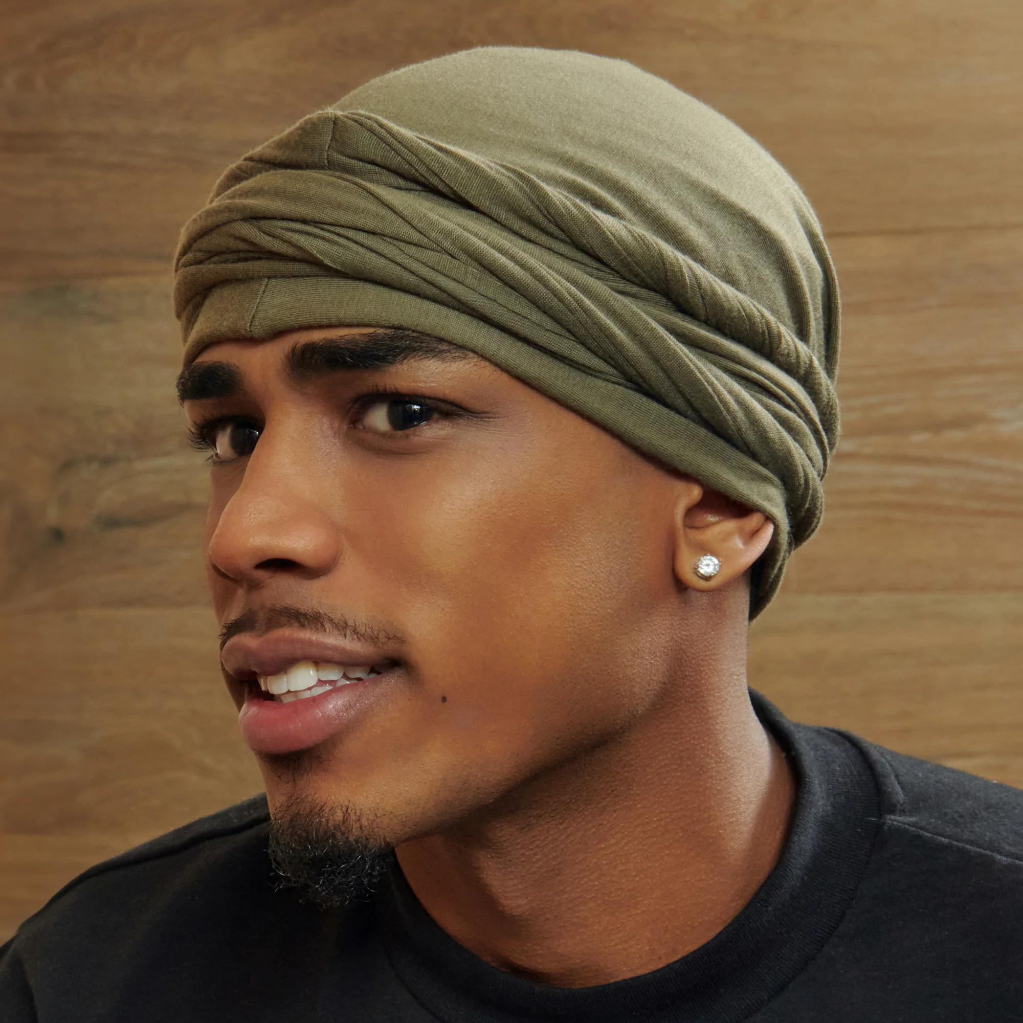 KISS Colors & Care Premium Satin-Lined Halo Turban, Olive - Image 2