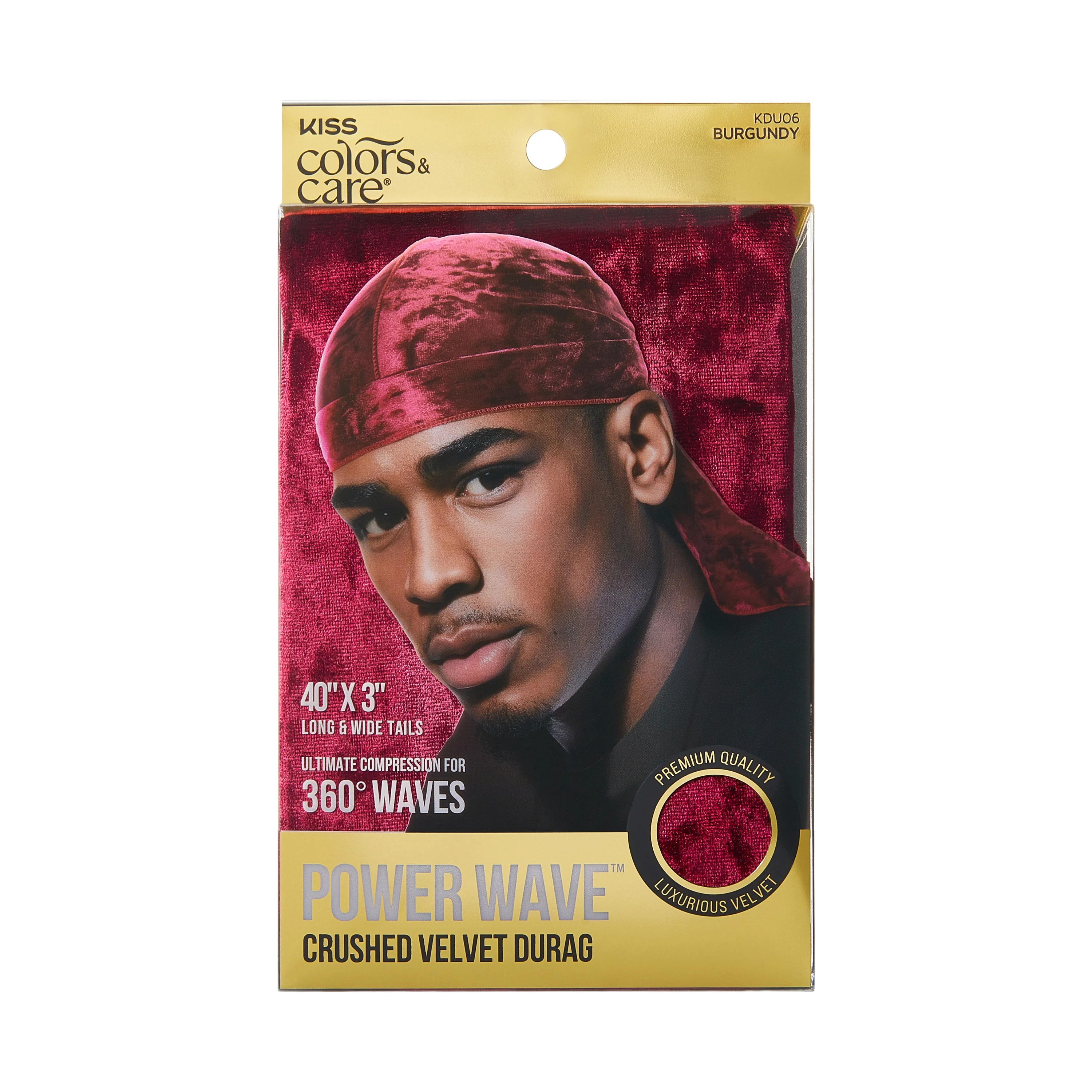 KISS Colors & Care Power Wave Velvet Luxe Durag, Burgundy
