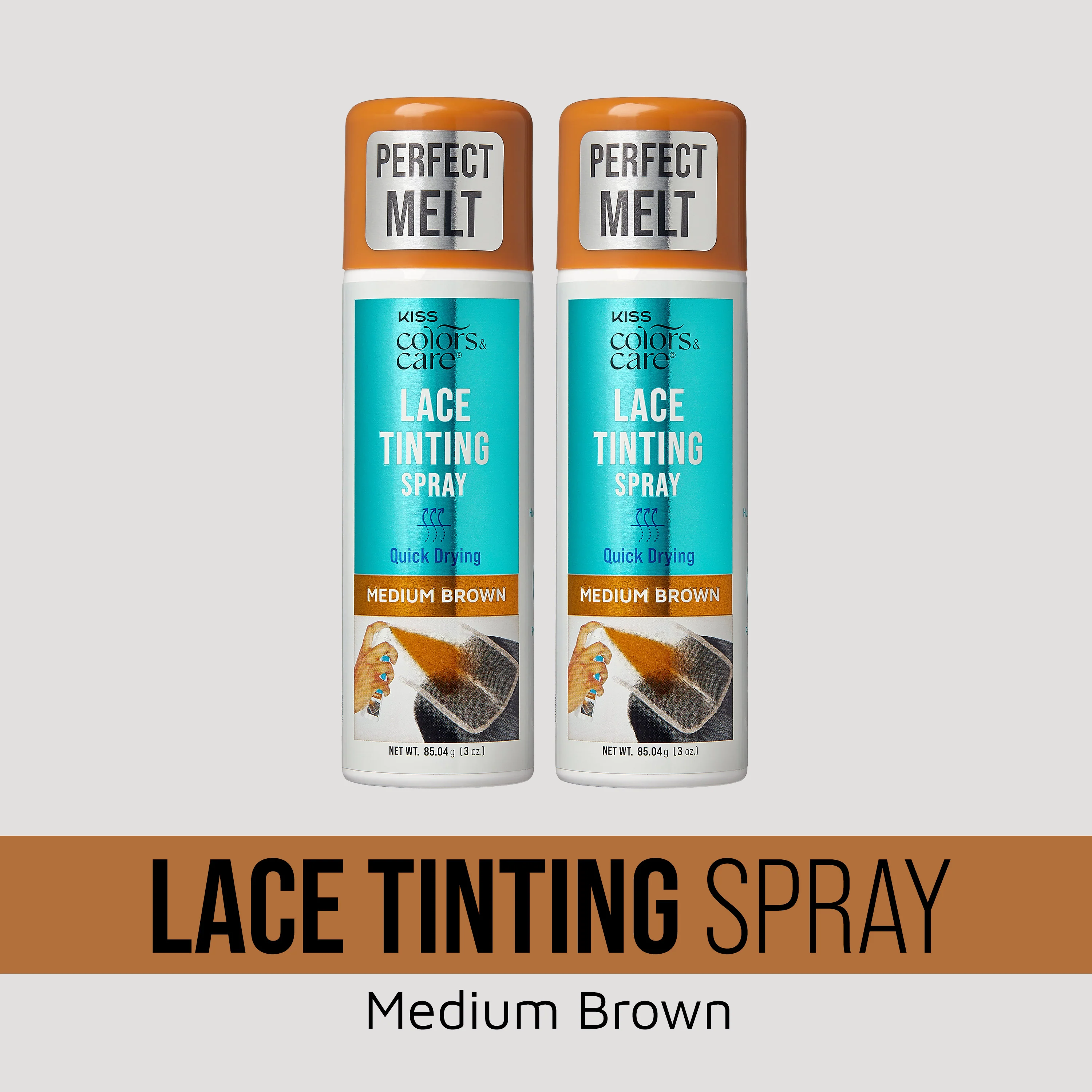 KISS Colors & Care Lace Tinting Spray Medium Brown Bundle 2 Pack