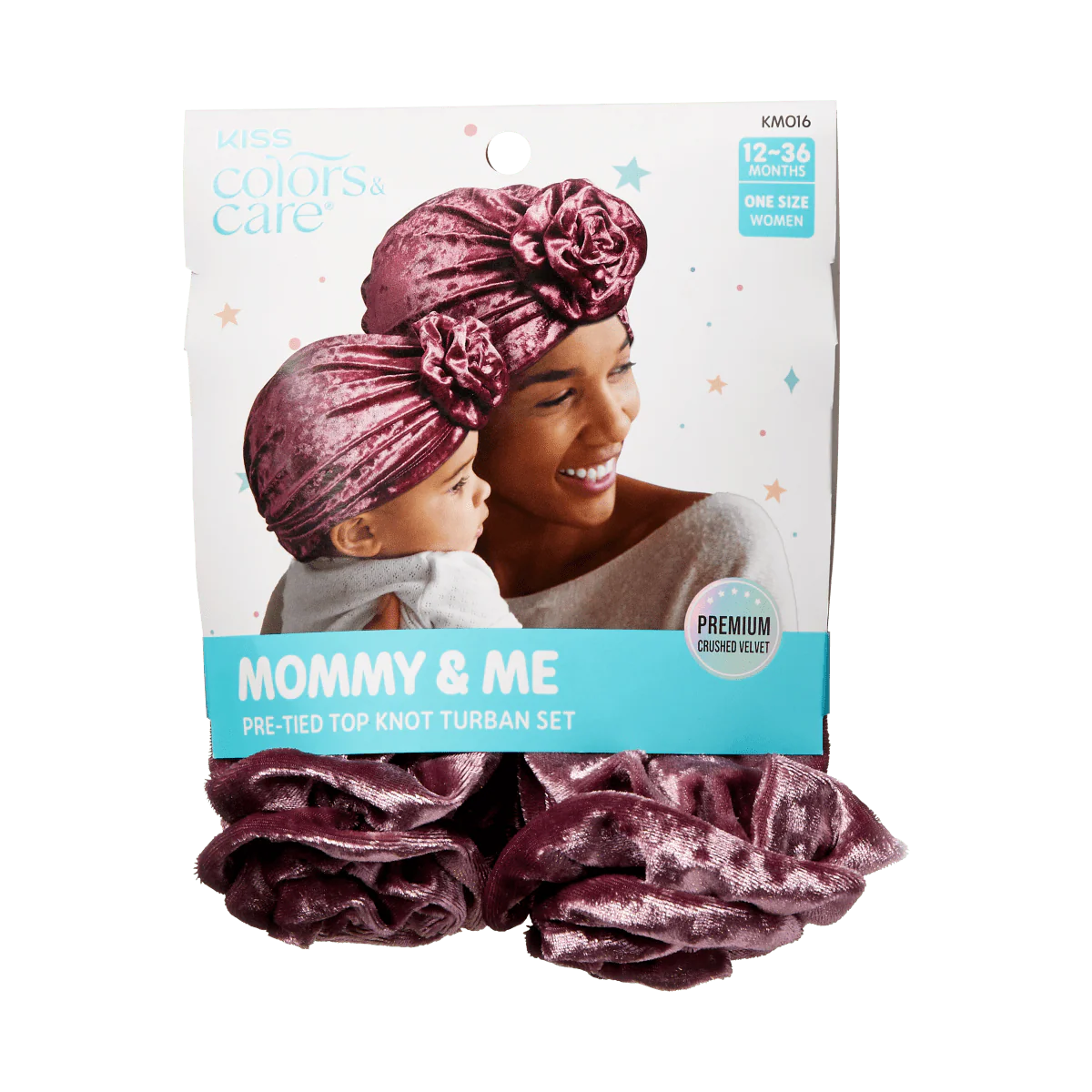 KISS Colors & Care Mommy & Me Pre-Tied Top Knot Turban Set - Berry