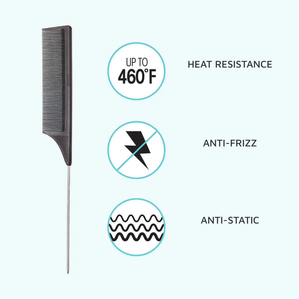 KISS Colors & Care Professional Carbon Fiber Pin Tail Comb - Image 6