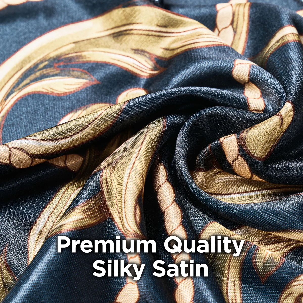 KISS Colors & Care Power Wave Silky Satin Pattern Durag - Black/Gold - Image 5