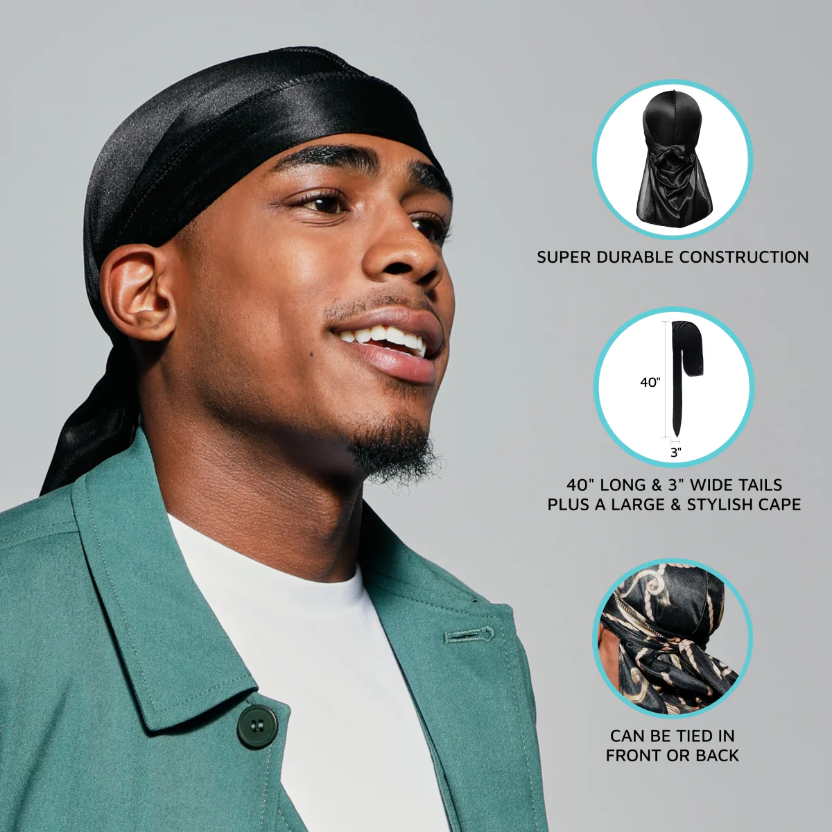 KISS Colors & Care Power Wave Silky Satin Military Durag - Blue Camo - Image 6