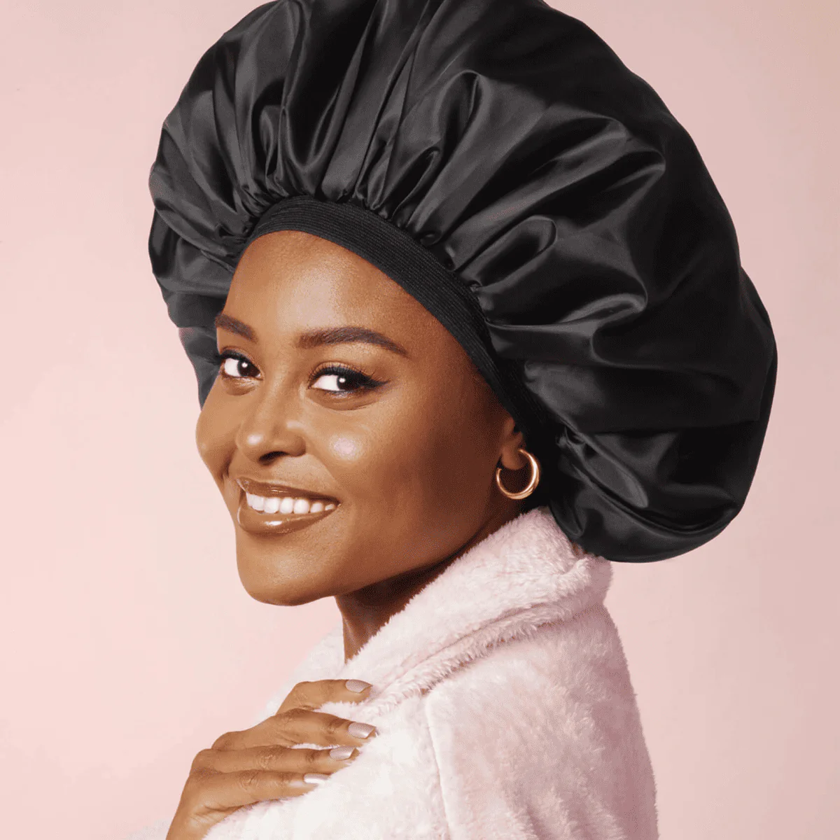 KISS Colors & Care Silky Satin Bonnet Cap - Black - Image 2