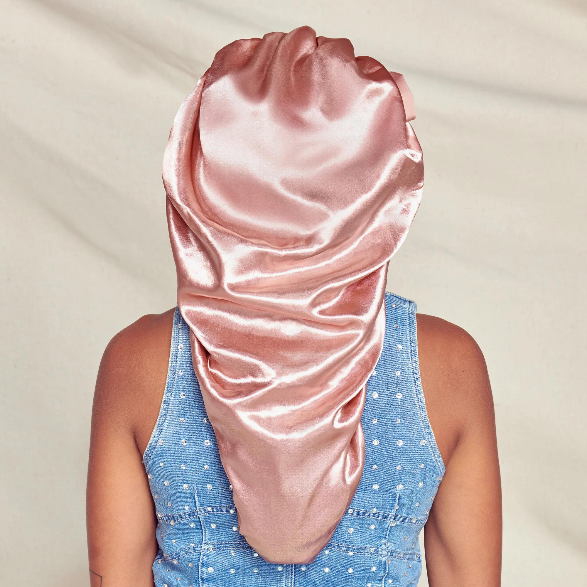 KISS Colors & Care Silky Satin Tie Band Braid Edge Bonnet - Dust Pink - Image 3
