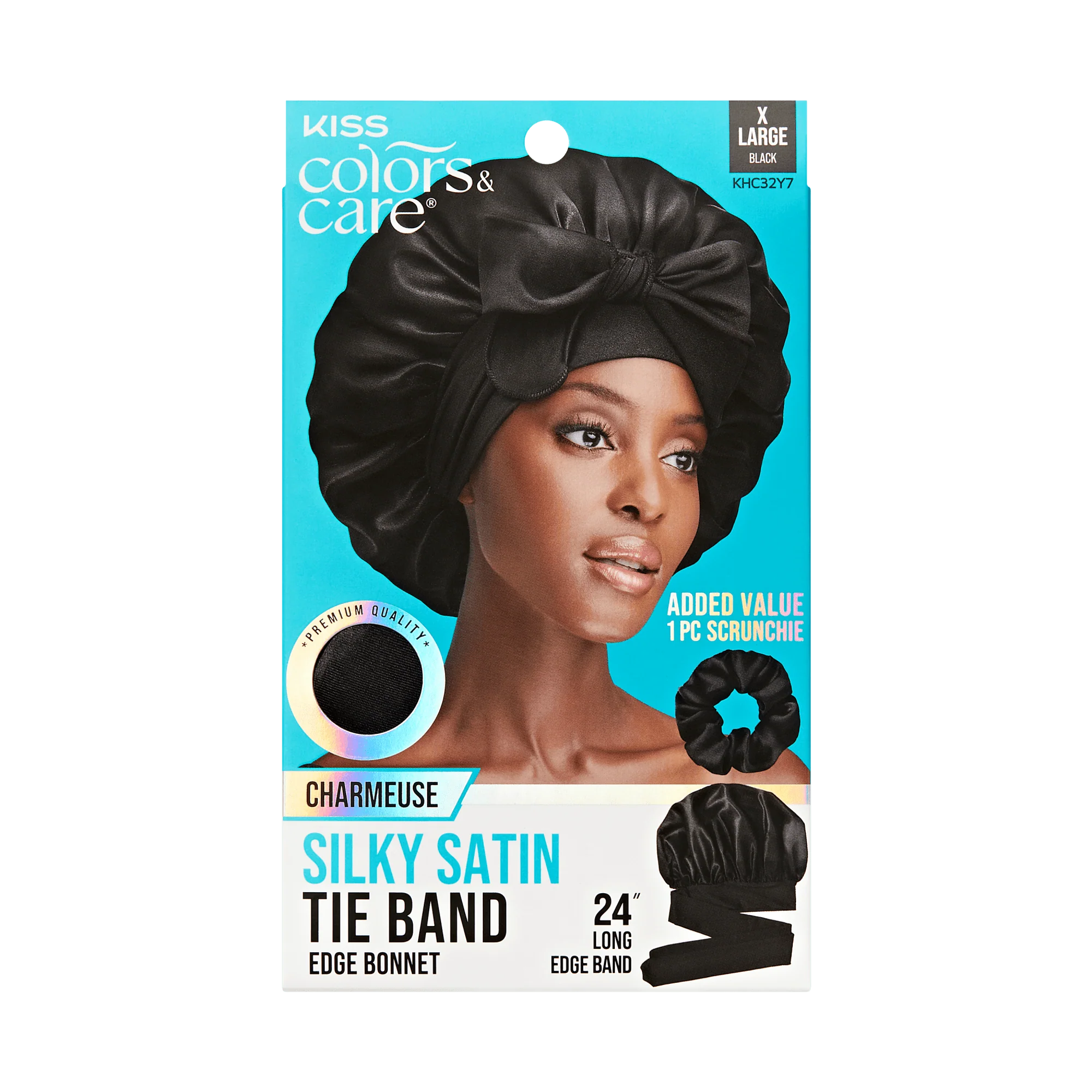 KISS Colors & Care Silky Satin Tie Band Edge Bonnet - Black