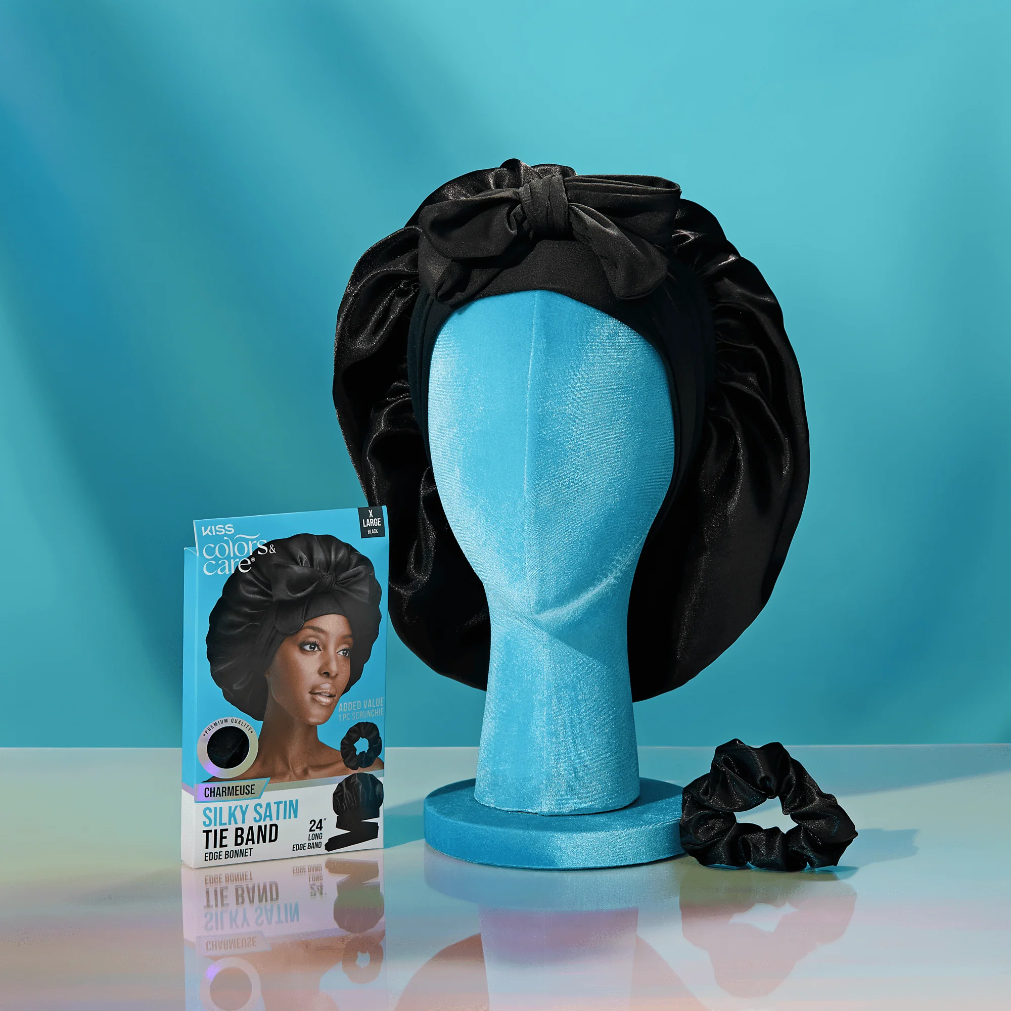 KISS Colors & Care Silky Satin Tie Band Edge Bonnet - Black - Image 12
