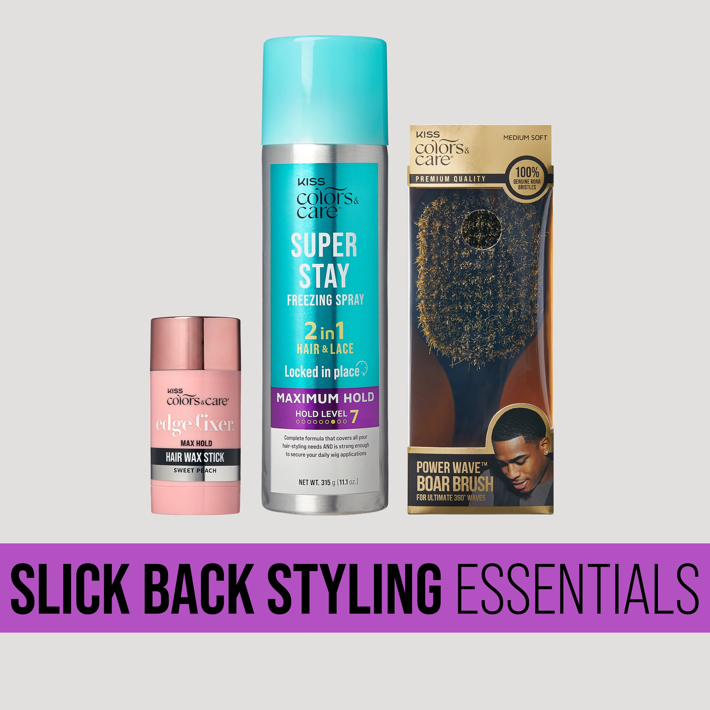 KISS Colors & Care Slick Back Styling Essentials Bundle
