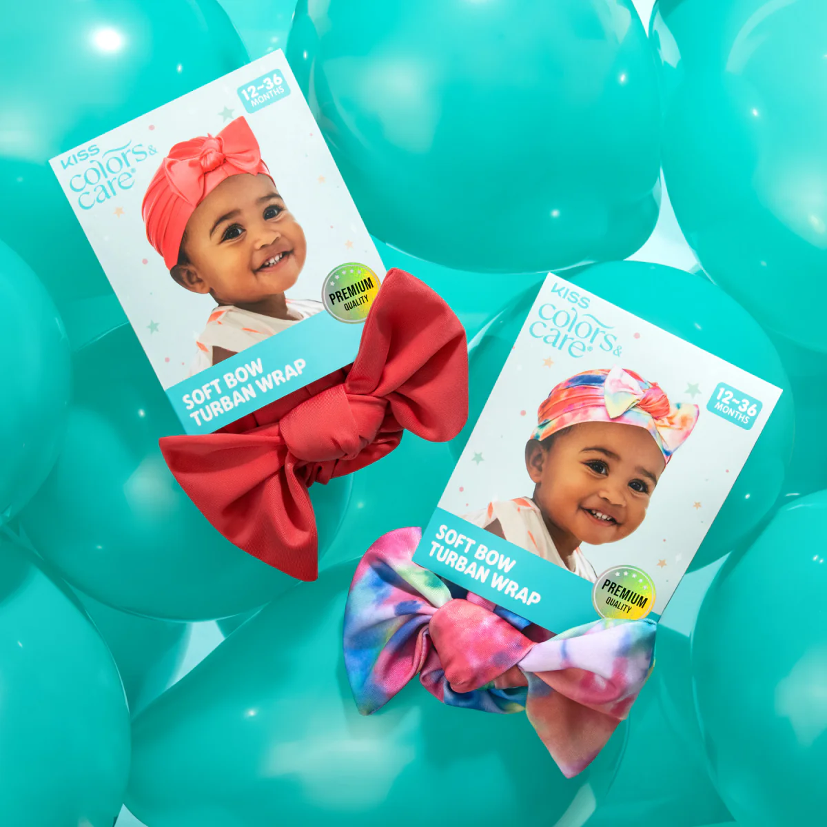 KISS Colors & Care Soft & Silky Pre-Tied Top Knot Bow Turban Wrap for Toddlers - Tie-Dye - Image 3