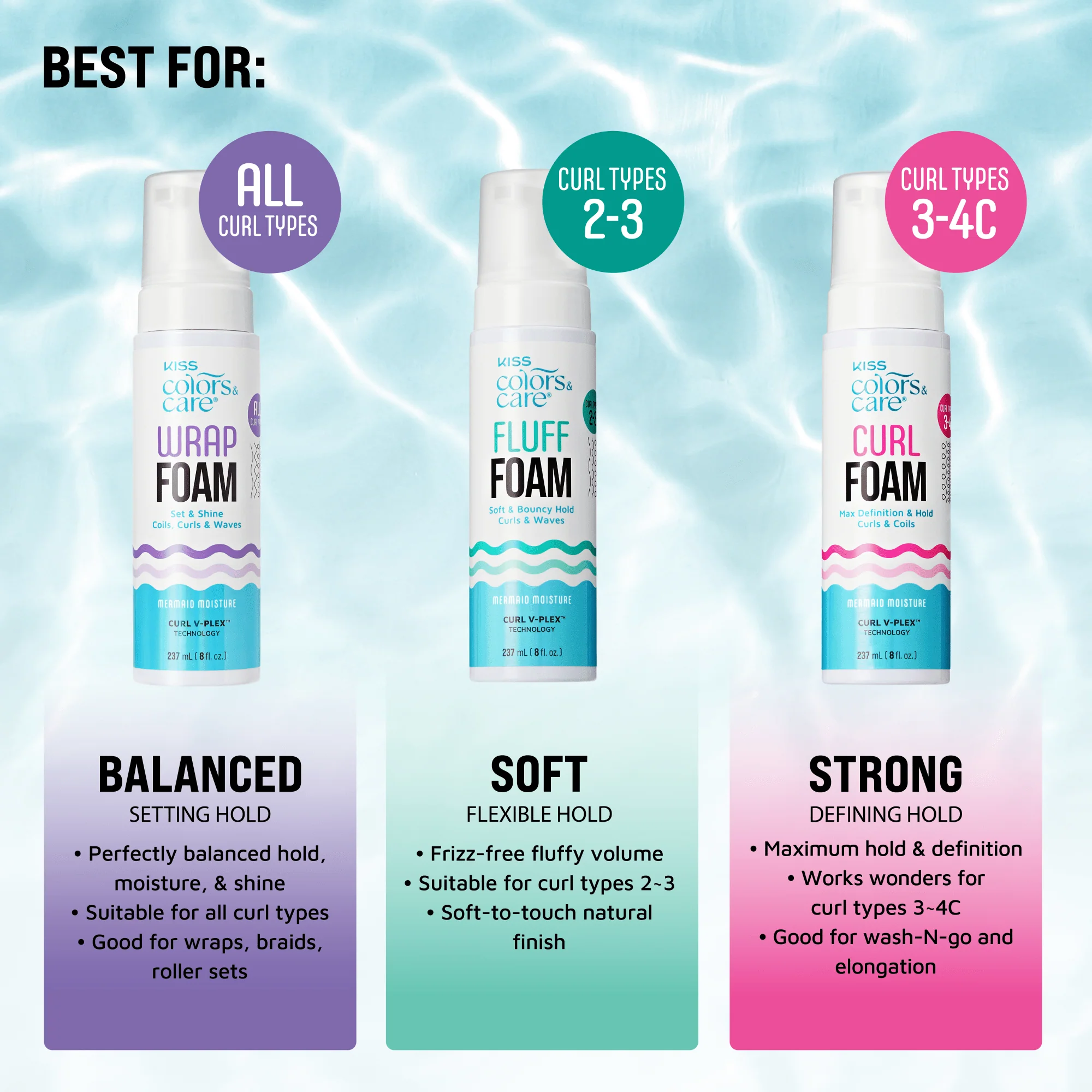 KISS Colors & Care Wrap Foam Hair Mousse, Set & Shine - 8 fl oz - Image 10