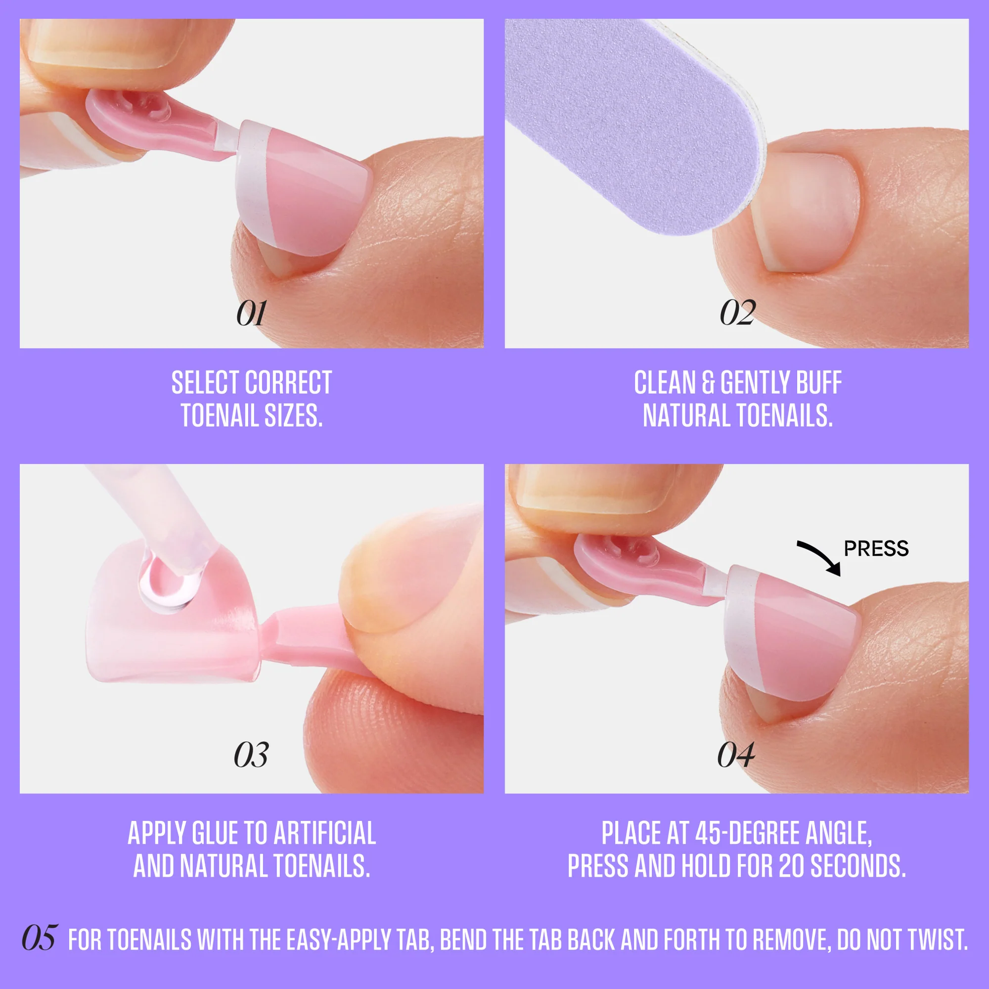 KISS CORE French Tip Press On Glue Toenails - Two of a Kind - Image 7
