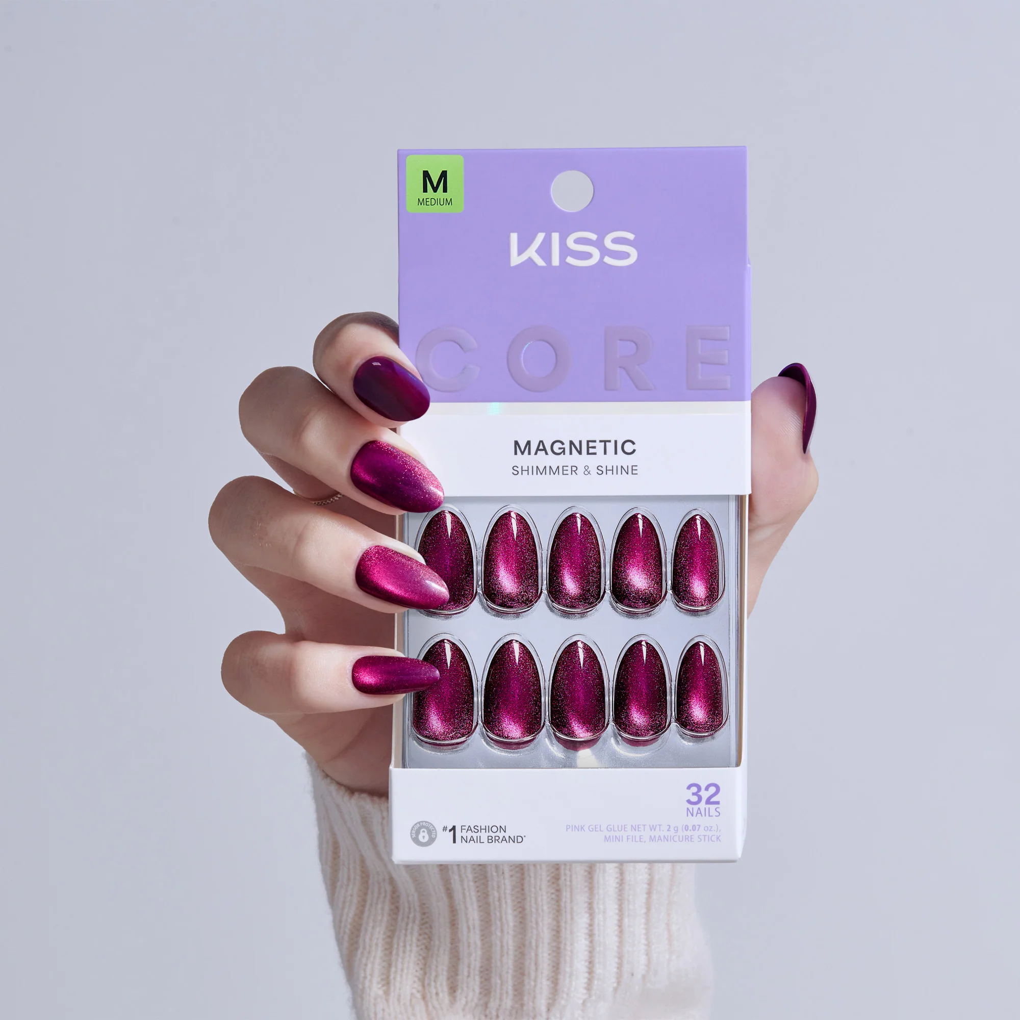 KISS CORE Magnetic Press On Glue Nails - Glittering - Image 2