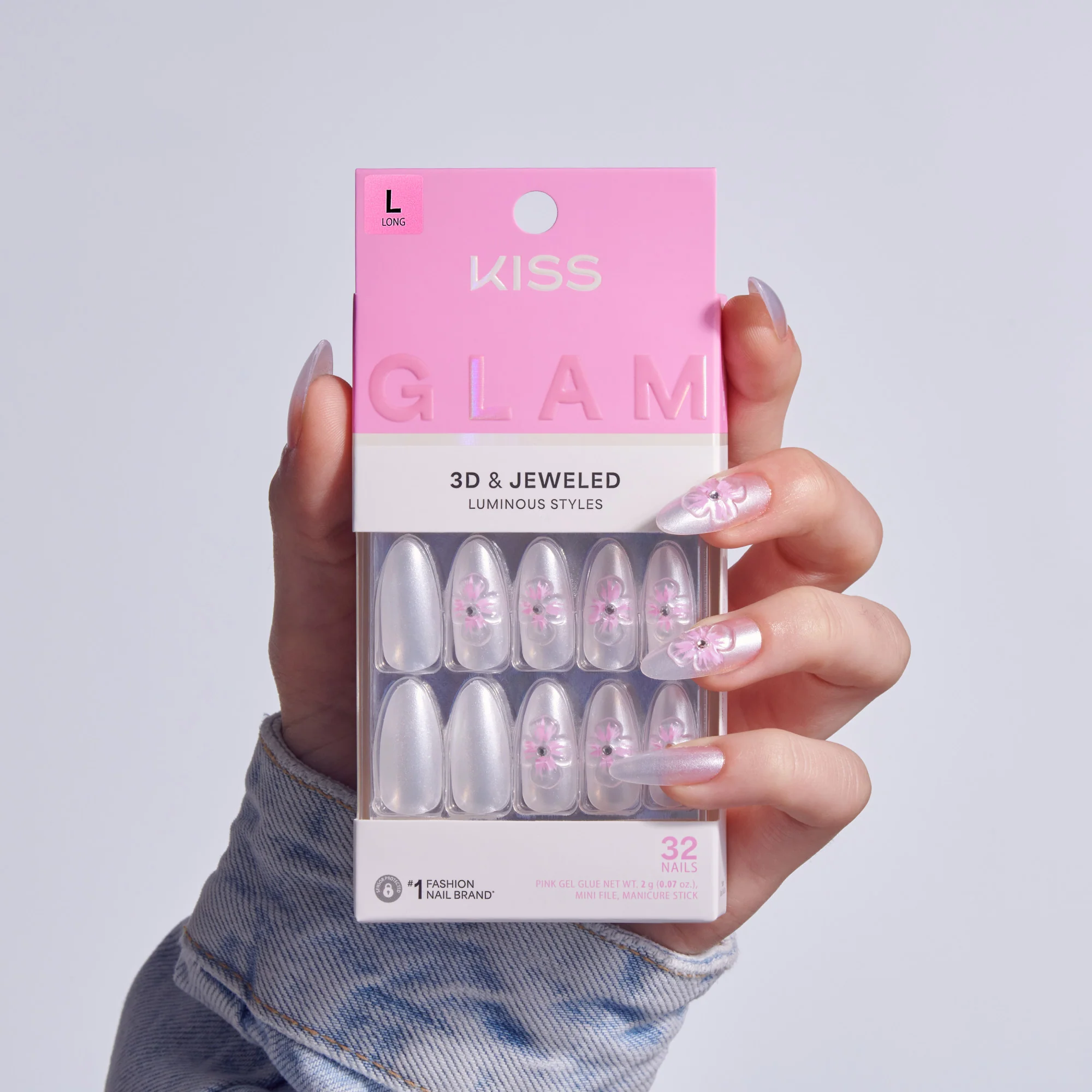 KISS GLAM 3D & Jewel Press On Glue Nails - Captured - Image 2