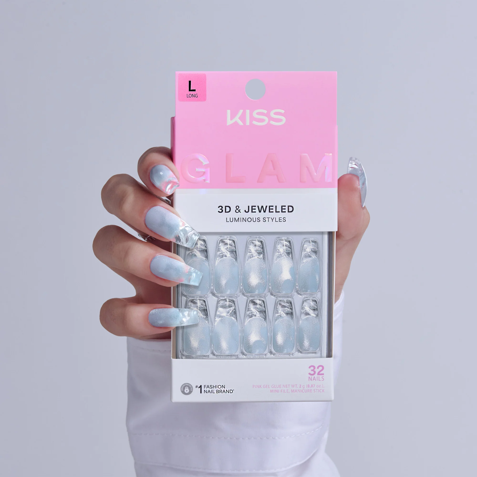 KISS GLAM 3D & Jewel Press On Glue Nails - Seraphic - Image 2