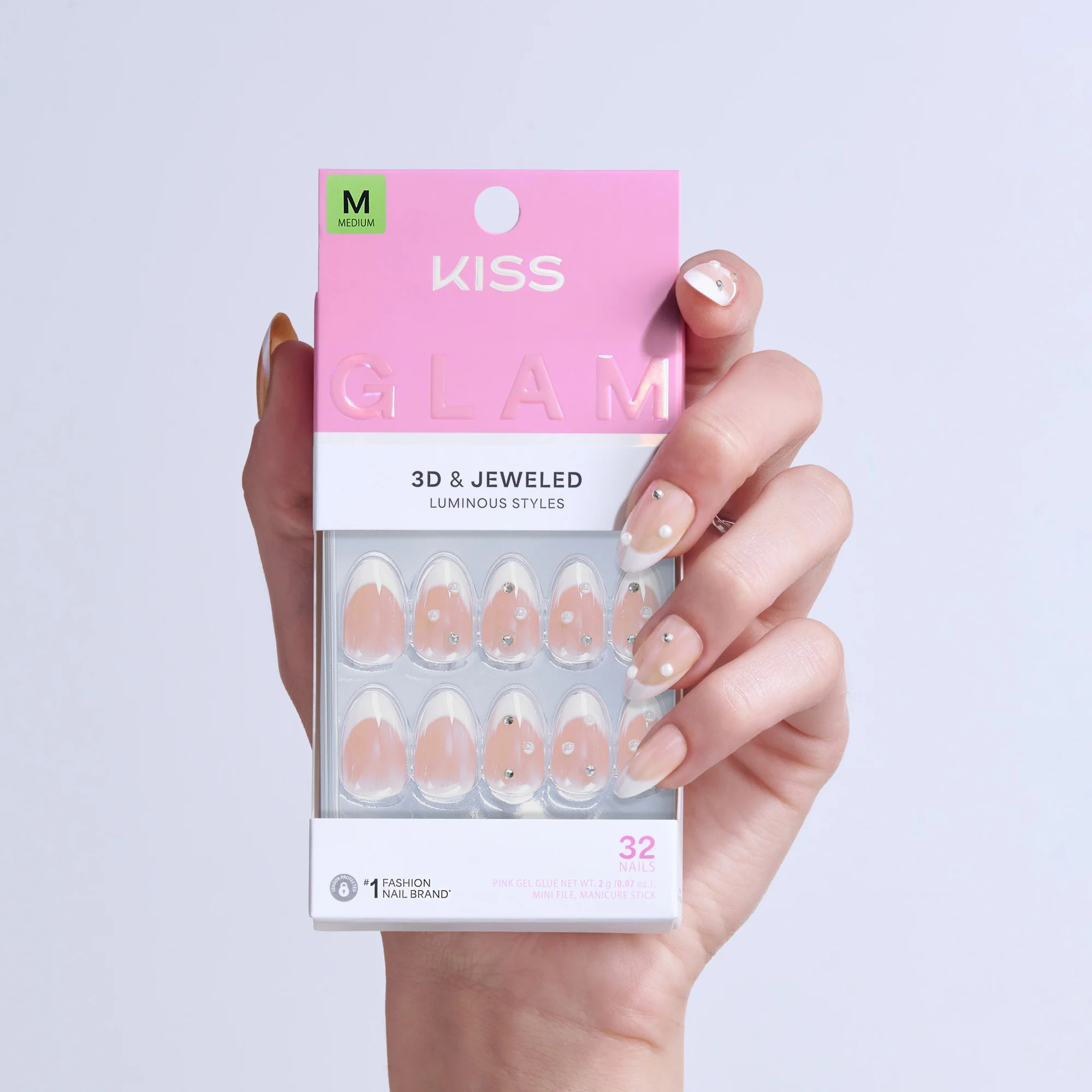 KISS GLAM 3D & Jewel Press On Glue Nails  - Serendipity Awaits - Image 2