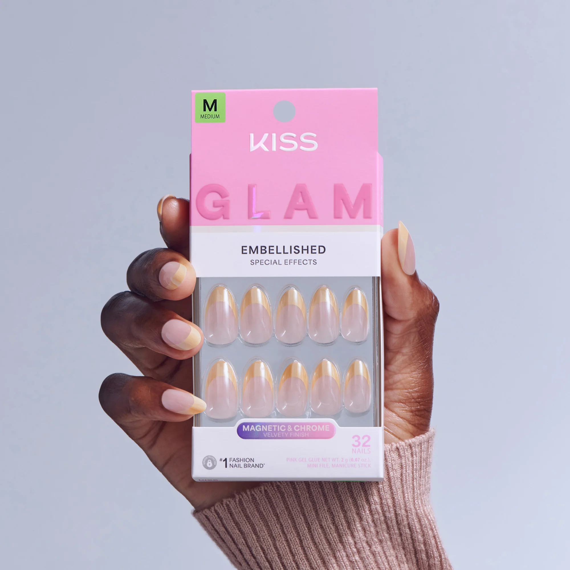 KISS GLAM Embellished Press On Glue Nails - Always Glowing - Image 2