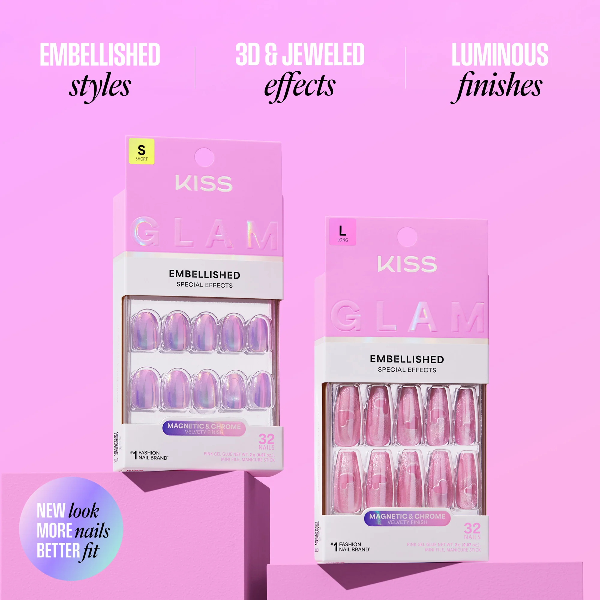 KISS GLAM Embellished Press On Glue Nails - Always Glowing - Image 10