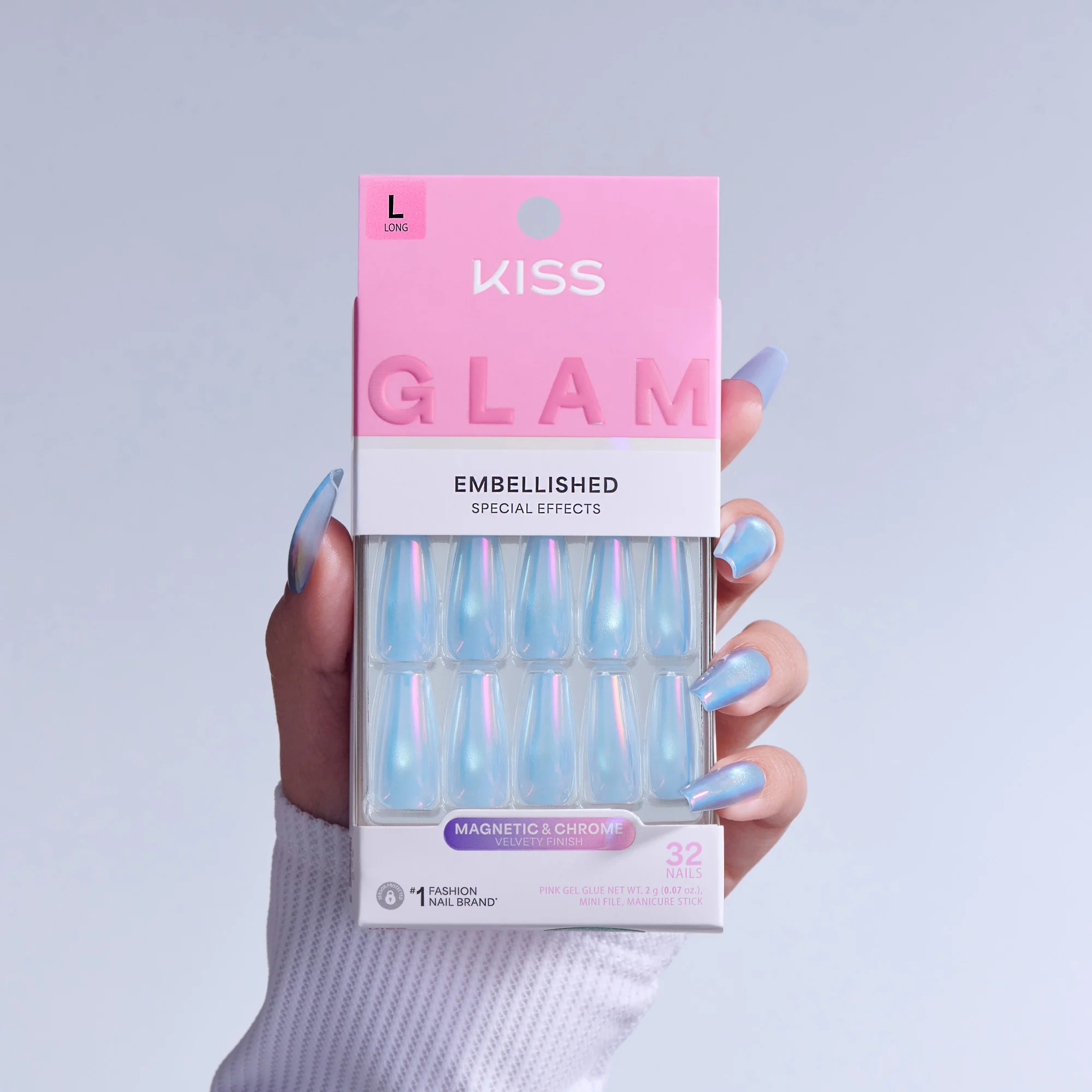 KISS GLAM Embellished Press On Glue Nails - Light Me Softly - Image 2