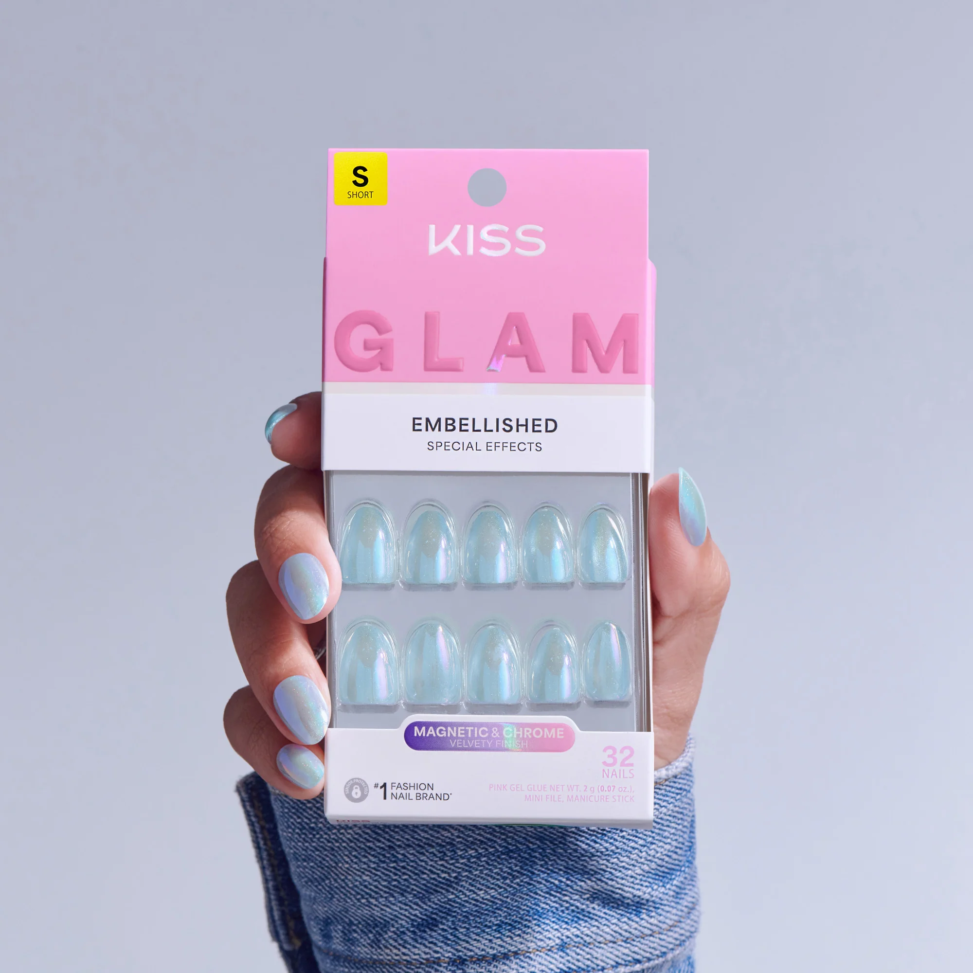 KISS GLAM Embellished Press On Glue Nails - Sugar Lake - Image 2