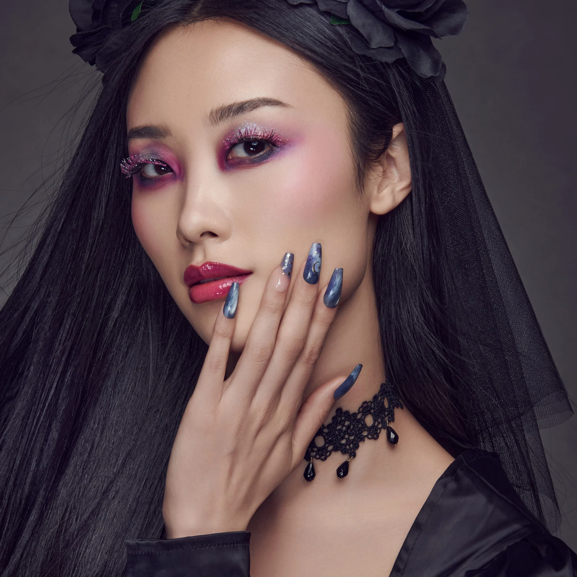 KISS Halloween 'Full Moon Fantasy' False Eyelashes, Decorated - Sparkle Siren - Image 2