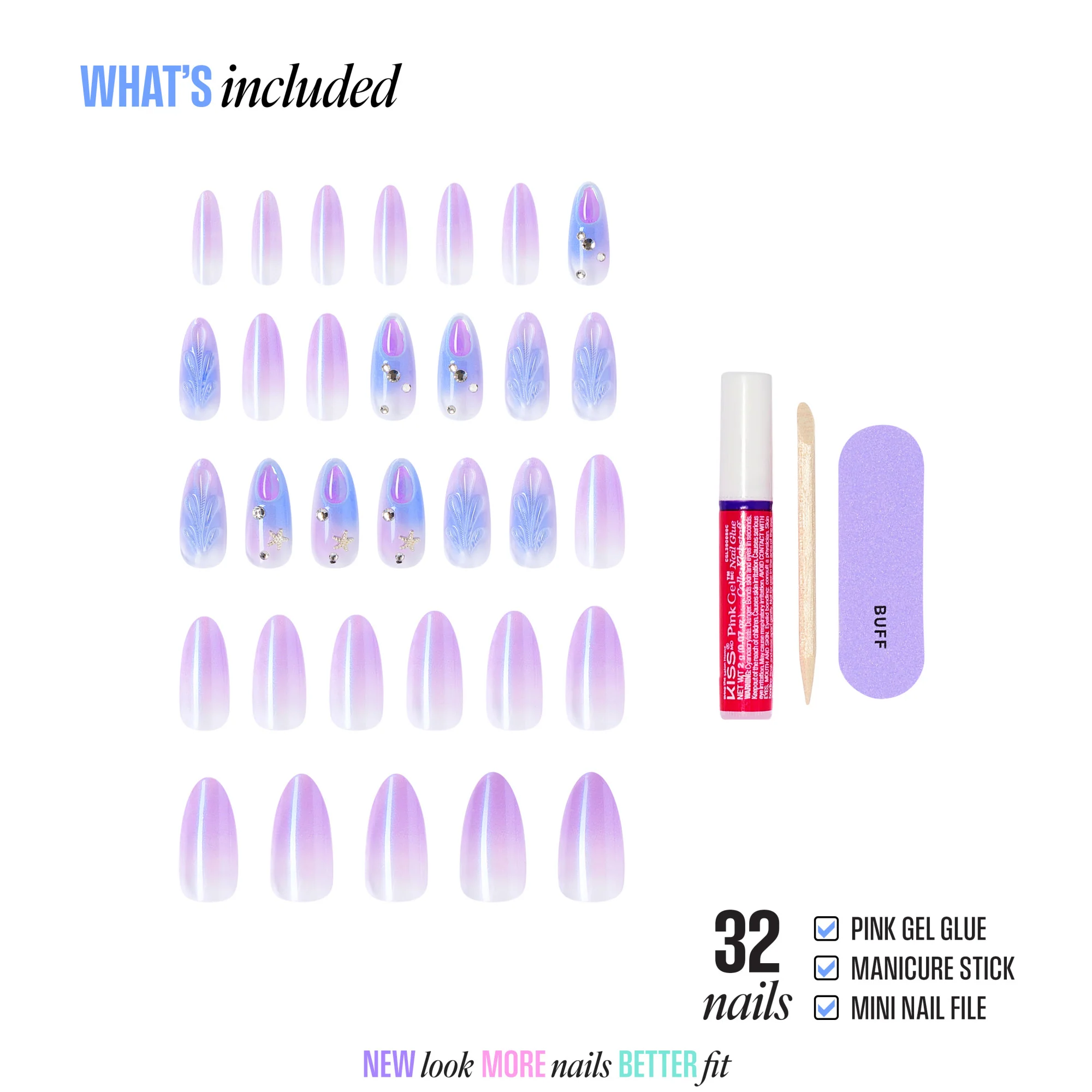KISS LUXE Press On Glue Nails - Jasmine Skies - Image 4