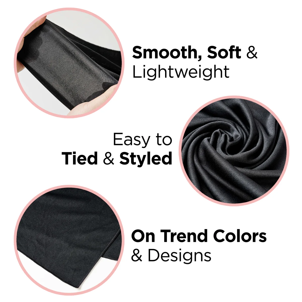 KISS Colors & Care SATIN WRAP SCARF - BLACK - Image 4