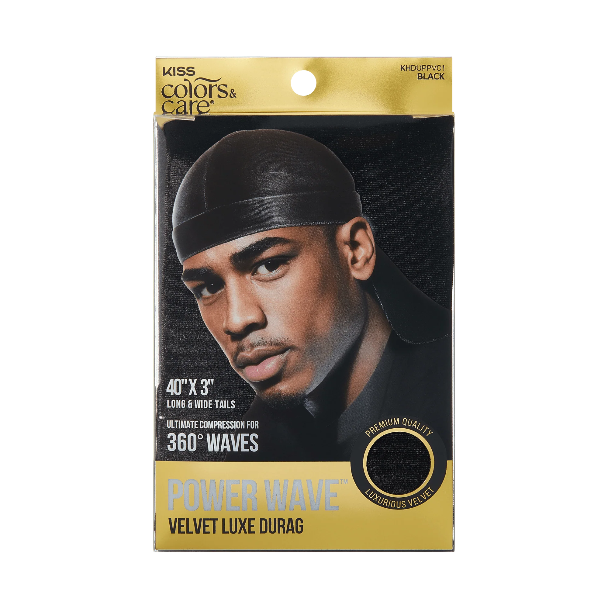 KISS Colors & Care Power Wave Velvet Luxe Durag - Black