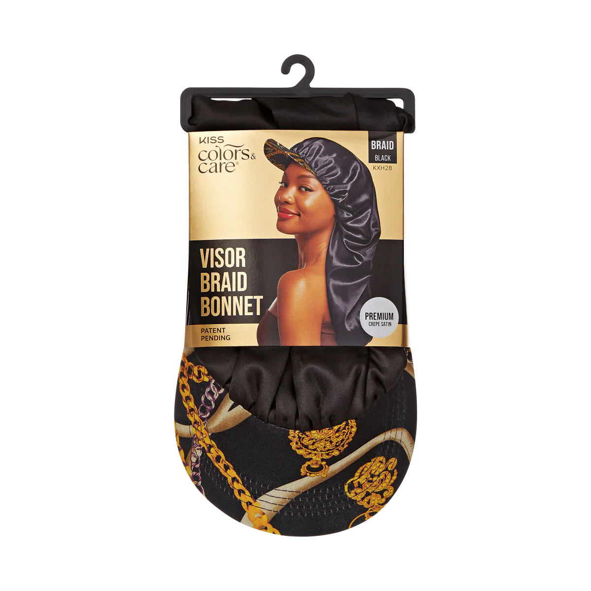 KISS Colors & Care Silky Satin Visor Bonnet Cap - Braid Black