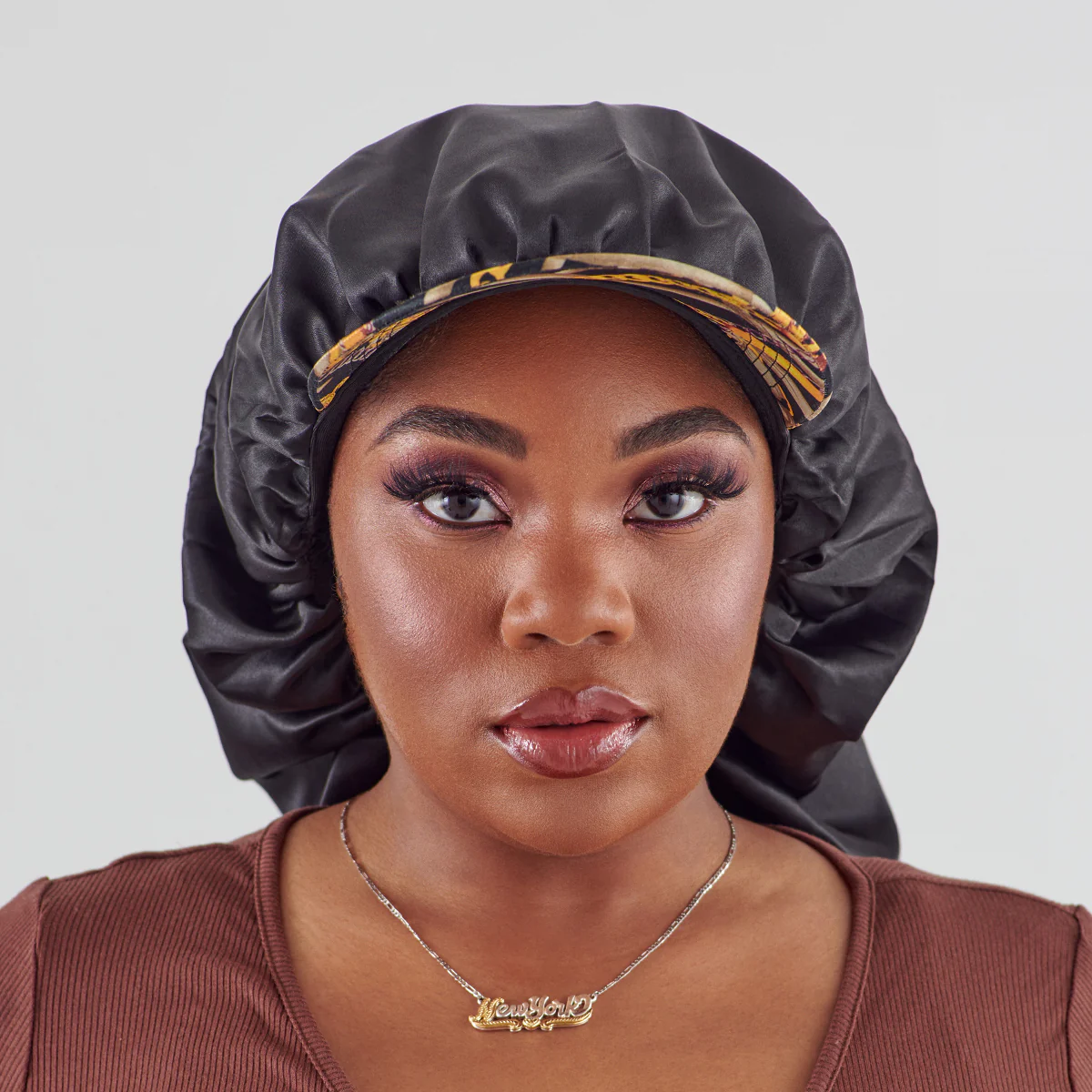 KISS Colors & Care Silky Satin Visor Bonnet Cap - Braid Black - Image 2